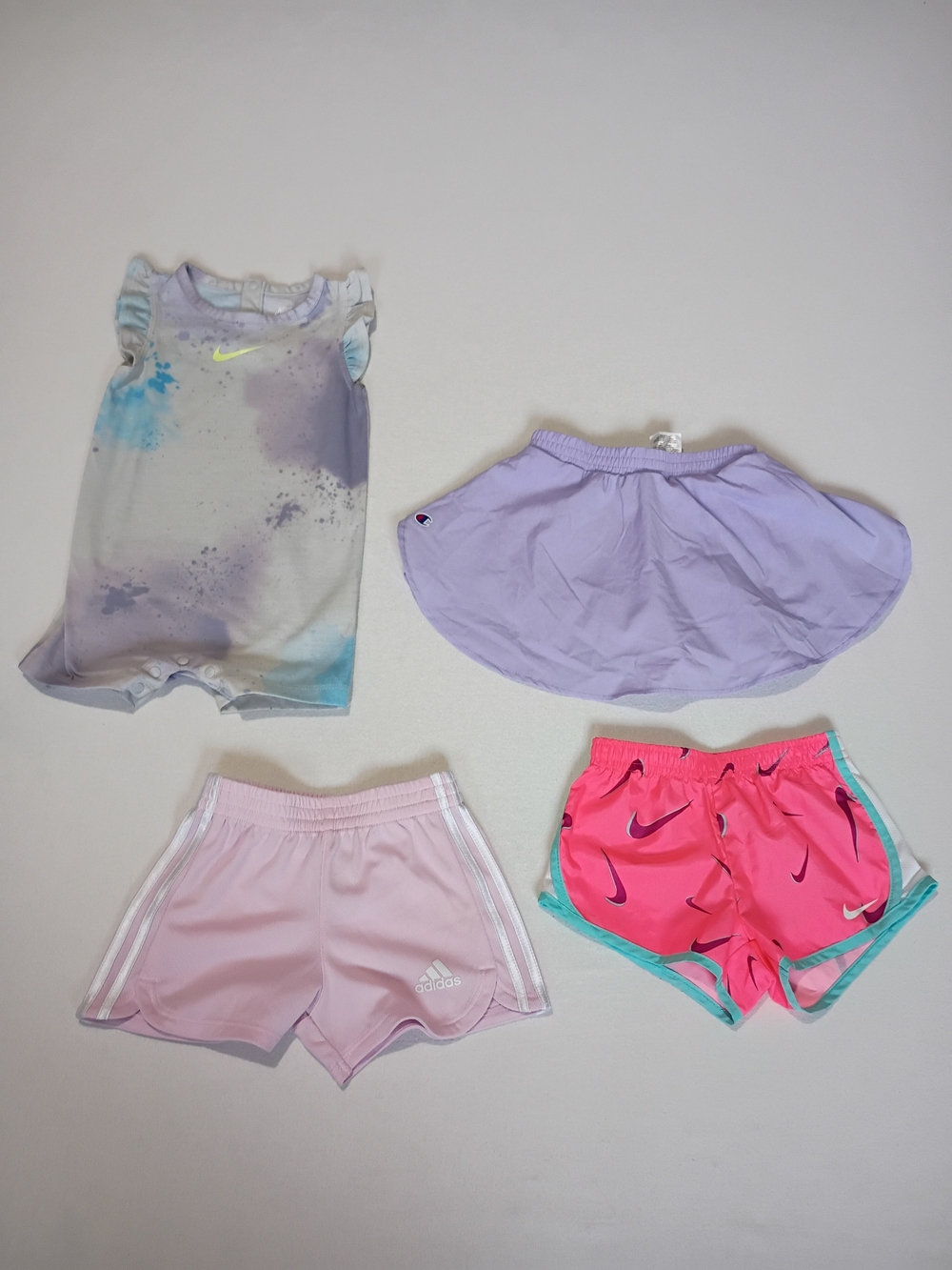 Nike, Adidas, & Champion Shorts Skort, Nike Romper Size 18M Pink Purple Blue